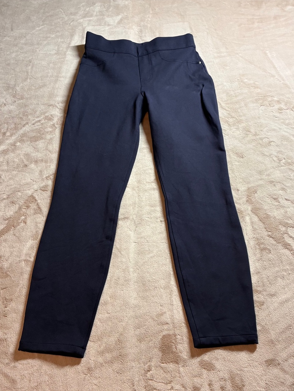 SPANX Perfect Pant Ponte Slim Straight Quiet Luxury Navy Women’s Size Small